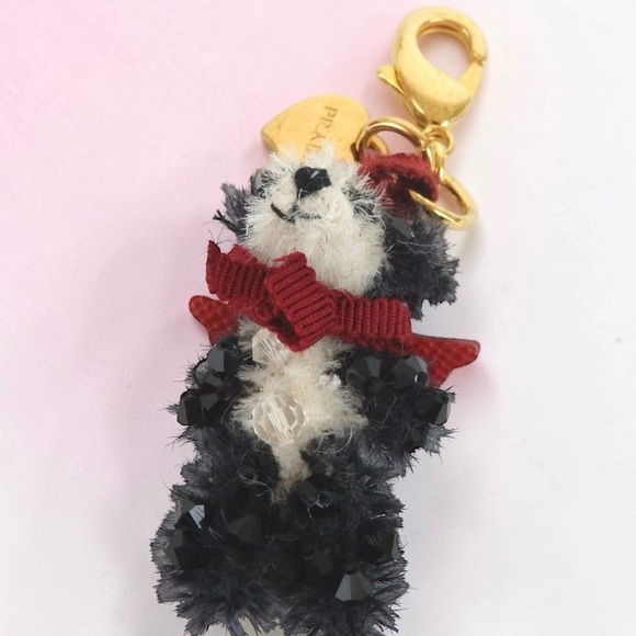 Prada Panda Bear Rhinestones Bag Charm Key Ring Keychain W5  PRADA Keyring/Charm 😍🖤